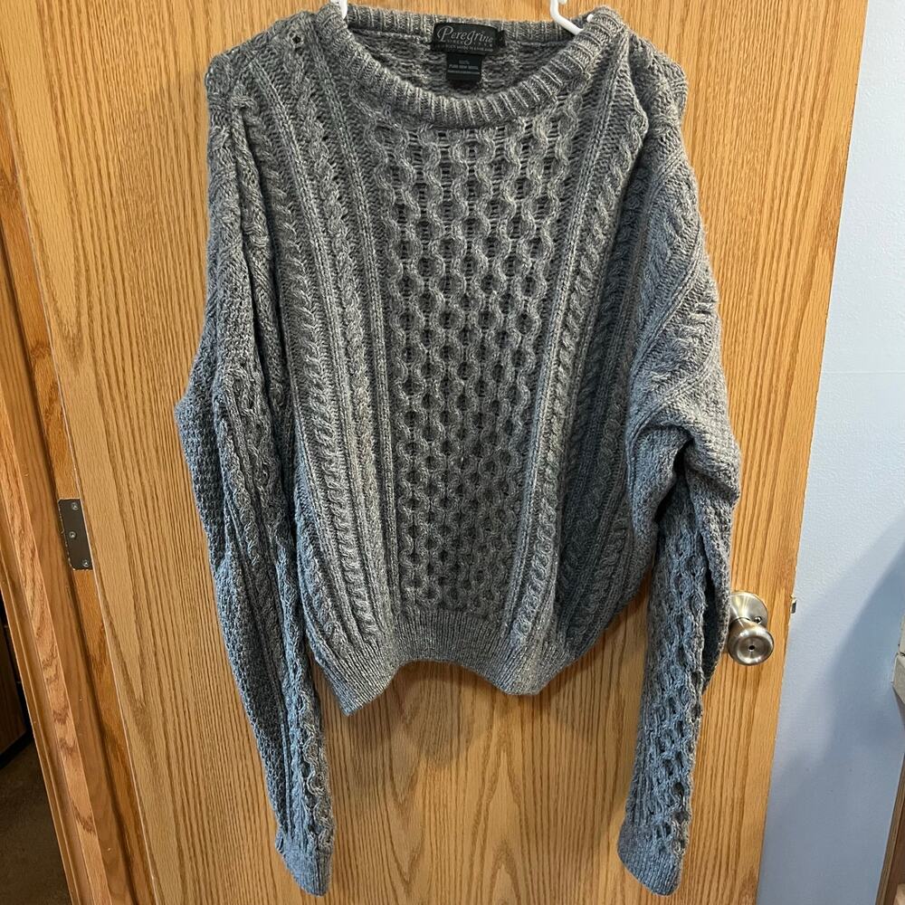 JG Glover Peregrine Pure Wool Gray Ribbed Sweater Size Large